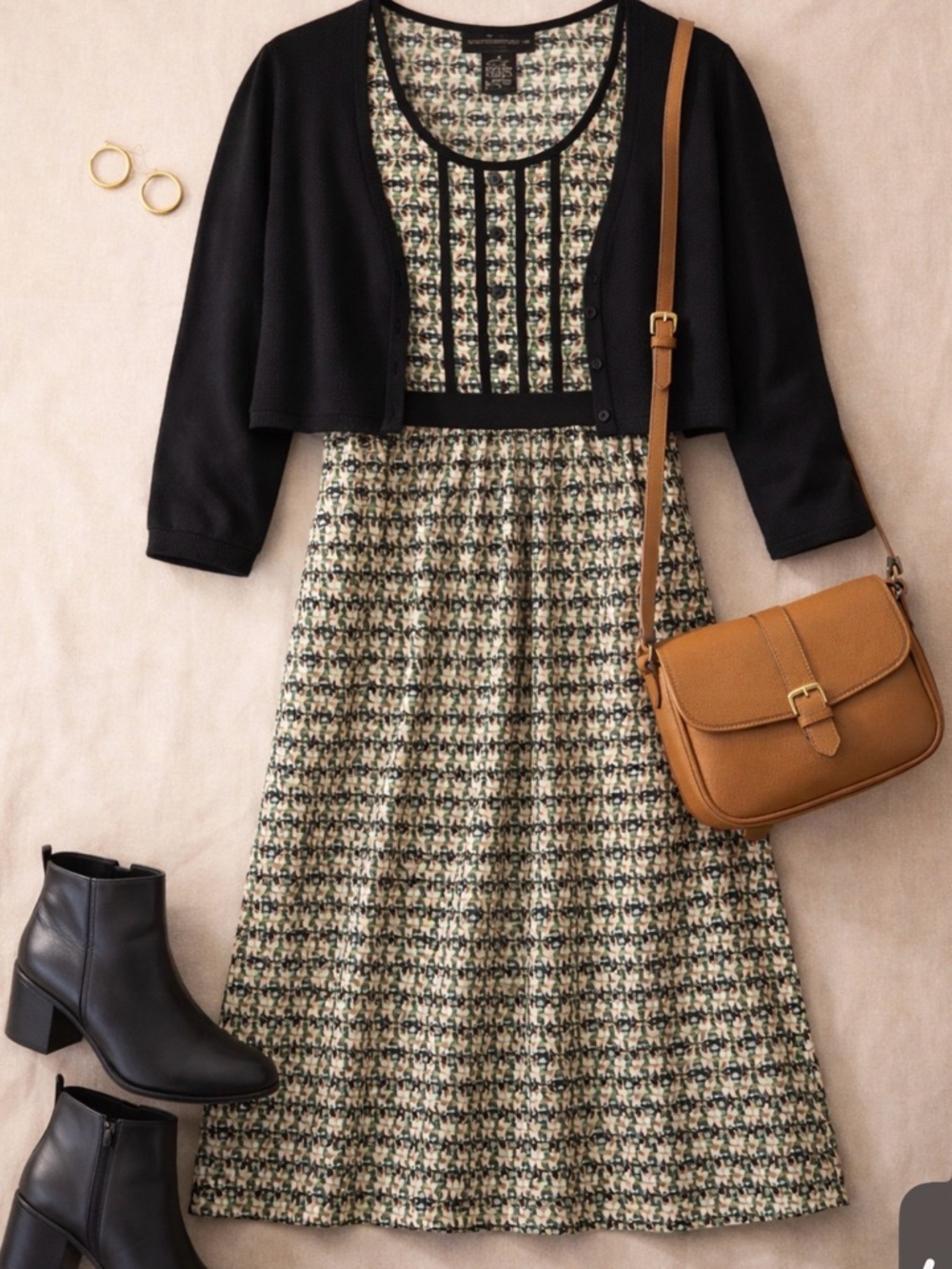 Chadwick’s Mod Geometric Dress - Size 14 - Retro 60s 70s - Fit & Flare